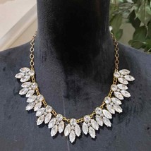 Crystals Rhinestone Antique Gold Color Metal Statement Choker Necklace - £22.38 GBP