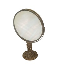 Vtg Brass Matson Double Sided Magnifying Tilt Vanity Mirror Stand Floral... - $49.99