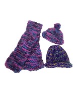 Crochet Winter Hat and Scarf Set Purple Pink for 18&quot; Dolls - £8.37 GBP