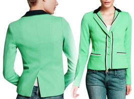 Nanette Lepore Queen For Tonight Blazer 4 Small Green Stretch Preppy Pol... - $132.76