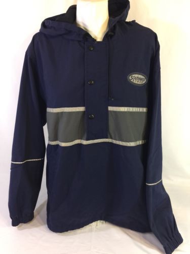 Jansport Men Jacket Navy Blue Button Up And Zip UpSize L Cuff Hands Bin37#17 - $53.80
