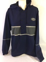 Jansport Men Jacket Navy Blue Button Up And Zip UpSize L Cuff Hands Bin37#17 - £42.76 GBP