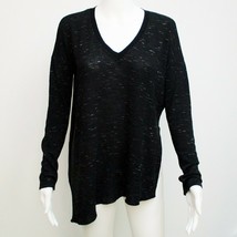 Wilfred Aritzia Long Sleeve Sweater V Neck Pullover Asymmetrical Hem Black Small - £18.63 GBP
