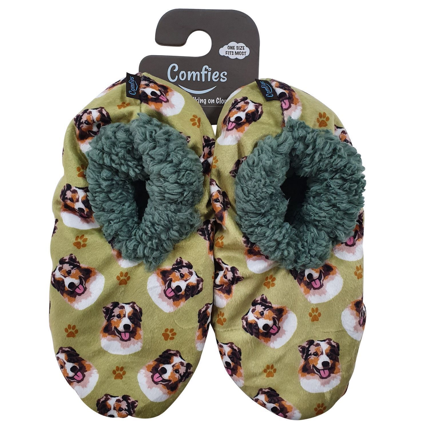 Primary image for Australian Shepherd Dog Slippers Comfies Unisex Soft Lined Animal Print Booties