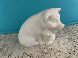 S2 - Small Nurturing Pig Ceramic Bisque Ready to Paint You Paint* - $3.50