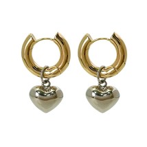 Peri&#39;sBox Gold Color Copper Love Heart Hoop Earrings For Women Romantic Wedding  - £9.19 GBP