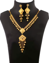 22K Gold Bridal Plated Choker Indian Bollywood Necklace Jhumka Earrings Jewelry - £16.37 GBP