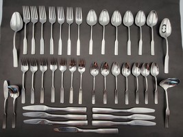 Vintage 39 Pc Oneida Antares Stainless Flatware Set of 7 Discontinued. - $93.49