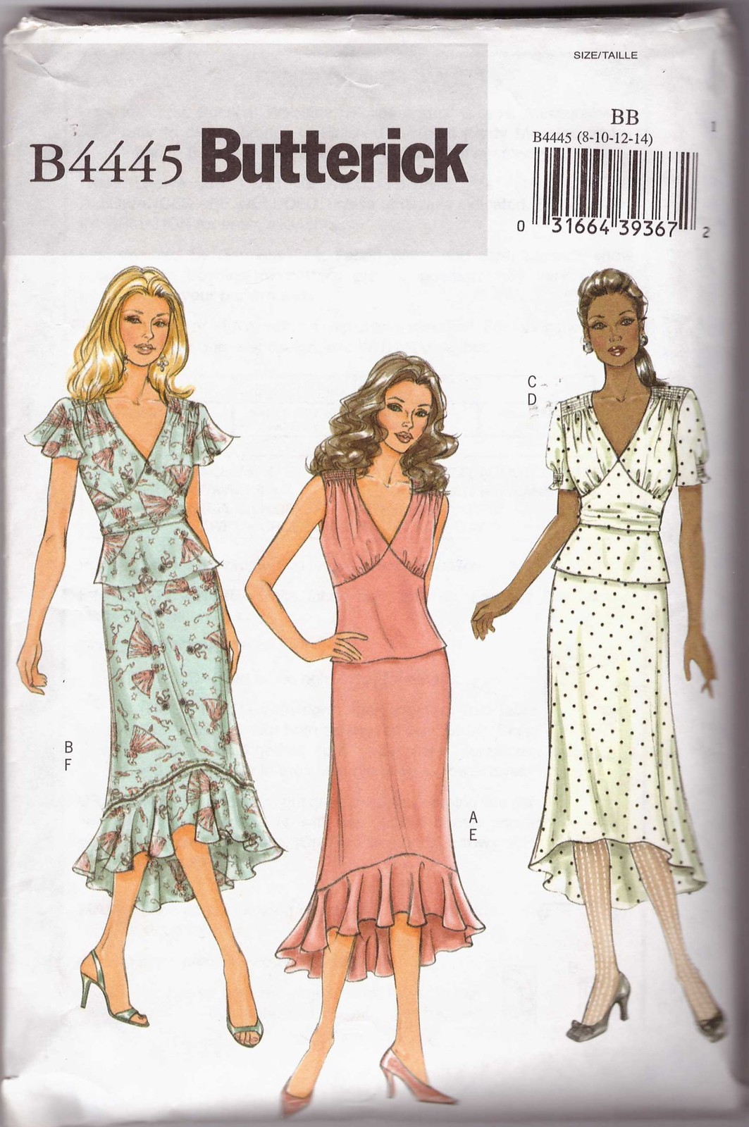 Butterick Sewing Pattern 4445 Misses Womens Top Skirt Dress Size 8 10 12 14 New - $9.99