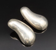 14K GOLD &amp; 925 Silver - Vintage Minimalist Curved Waterdrop Earrings - EG11847 - £55.45 GBP