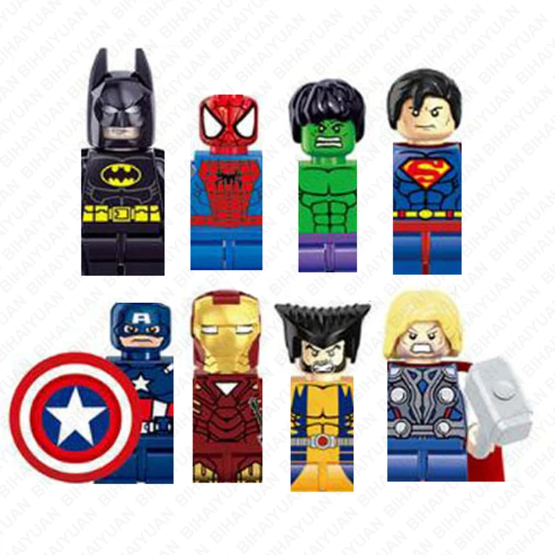 BANDAI 8PCS Superhero doll Granular Children&#39;s BLOCK TOY mini building blocks  - £21.07 GBP
