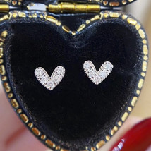Small Ear Studs Mini Micro-Inlaid Loving Heart Zircon Earrings  Sleeping No Need - £8.00 GBP