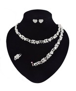 HUGS &amp;KISSES teddy bear set necklace bracelet earrings ring silver Layer... - $553.54 MXN