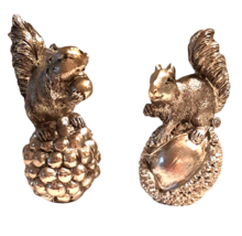 2 Squirrel Figurines 4 Inch Silver Colored - £26.01 GBP