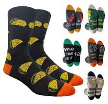 NOVELTY CASUAL MENS TUBE CREW SOCKS ALL OVER PRINT PATTERN FUNNY TEXT SL... - £6.33 GBP