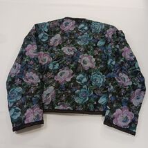 Women's Multicolor Front Button Floral Quilted Puffer Jacket Measured Chest 38" image 2