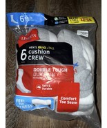 Hanes ~ 6-Pair White Socks Crew Cotton Blend Big &amp; Tall ~ Size 12-14 - $30.11 CAD
