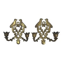 Brass Sconce Set Candle Holder Two Arm Love Birds Mid Century Pair Set 2... - £29.80 GBP