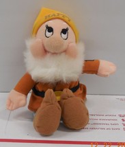 Disney Store Exclusive Snow White Happy Dwarf 6&quot; Bean Bag plush toy RARE HTF - £7.58 GBP
