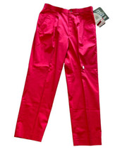 NWT Y2K 90s THOMSON Wrinkle Free Pants 36x32 Red Mens Slacks Pleated Str... - $46.41