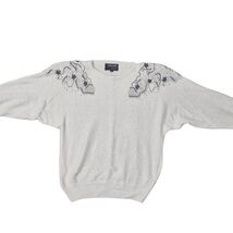 VTG 80s Newcomer Beaded Shoulder Sweater Off White Silk Angora Sz L 44 Bust - $74.95