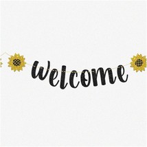 Sparkling Black Glitter Welcome Bunting Banner - Perfect for Parties, Homecoming - $24.74