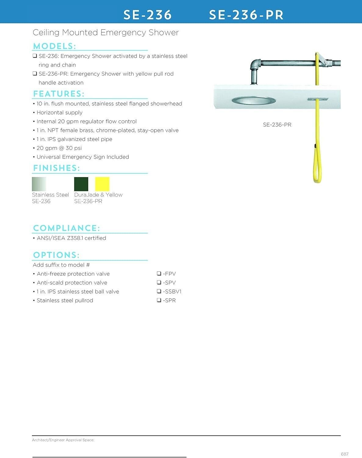 Speakman SE-236-PR Lifesaver Emergency Shower with Pull Rod Item image 2
