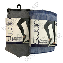 Studio Seamless Leggings Size: M/L 2 Pairs Gray and Blue - £15.14 GBP