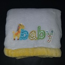Baby Starters Giraffe Fleece Baby Blanket Lovey White Yellow Trim Blue Green - £31.34 GBP