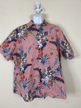 VatPave Men Size XL Red Striped Floral Button Up Shirt Short Sleeve - $6.75