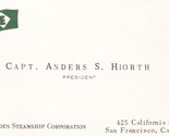 Antique Business Card - Captain Anders S. Hiorth - Everglades Steamship ... - £6.46 GBP