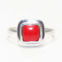 Beautiful RED CORAL Gemstone Ring, Birthstone Ring, 925 Sterling Silver Ring, Ar - £22.19 GBP