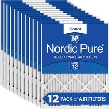 12 Pack Of Nordic Pure 20X20X1 Pleated Ac Furnace Air Filters. - $128.93