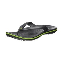 Crocs Unisex Adults&#39; Crocband Flip Flops, Grey (Graphite/Volt Green), 12 UK 48/4 - $48.00