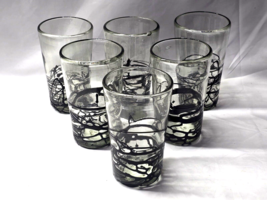 Novica Collection 6&quot; Flat Tumbler Black Smoke Swirl Hand Blown Mexico - Set Of 6 - $44.53