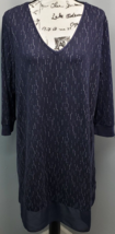 Simply Vera Vera Wang Shift Dress Womens XL Multi Long Sleeve Deep V Neck Slit - £21.78 GBP