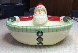Vintage Santa Claus One Eye Winking Crazed Big Belly Candy Dish Christmas Bowl - £15.07 GBP