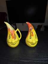 MCM Handy Flame Ceramic Sugar Bowl Creamer Yellow Orange - $23.95