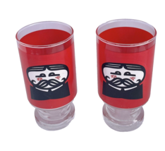 Potato Chips Pringles Glass Pedestal Drinking Glasses Tumblers 1970&#39;s Lot of Two - £14.78 GBP