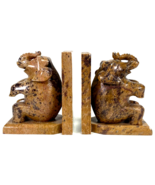 Vintage Standing Elephants Bookend Hand Carved Stone Made in India - $23.38