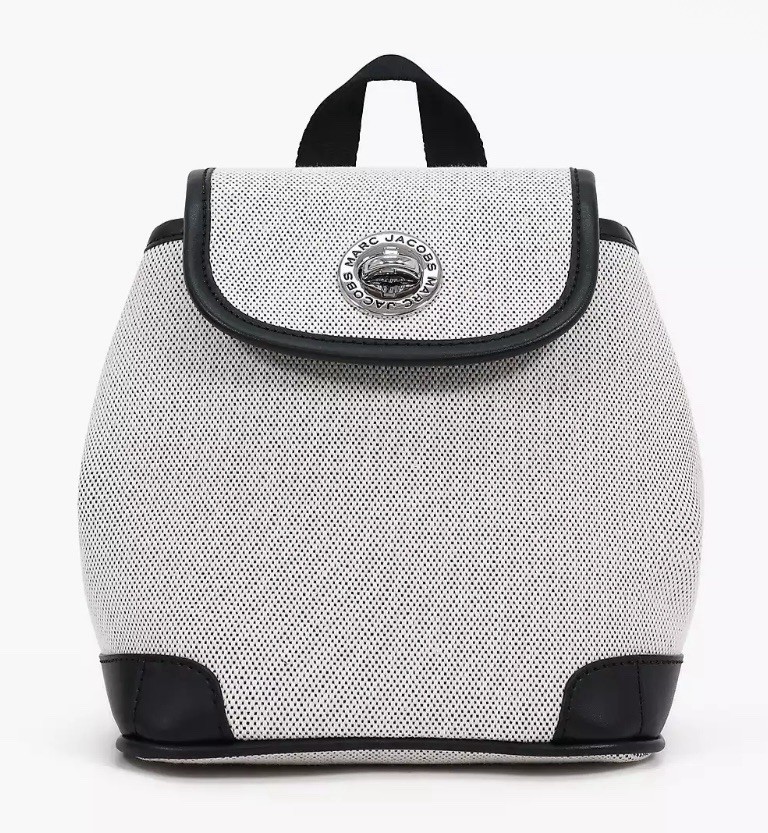 New Marc Jacobs Convertible Canvas Backpack Bag Beige /Black - $185.07