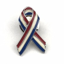 Patriotic Ribbon Support Troops Pin Veterans USA Silver Tone and Enamel - £7.95 GBP