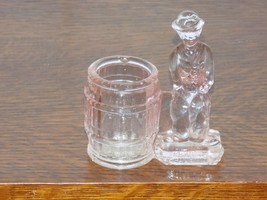 Vintage Charlie Chaplin Clear Glass Toothpick Match Holder - $830.41 MXN