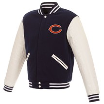 NFL Chicago Bears  Reversible Fleece Jacket PVC Sleeves 2 Front Logos JH Design - £94.42 GBP