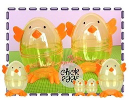 Clear Chick Shaped Easter Eggs 3 Fillable Treat Containers - £6.28 GBP