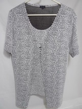 WOMENS TOP Ornate Silver FAUX SWEATER Size XL Sparkly Party Wear - $9.89