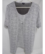 WOMENS TOP Ornate Silver FAUX SWEATER Size XL Sparkly Party Wear - £7.76 GBP