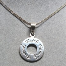 All STERLING SILVER Faith Family Friends Circle Pendant 24&quot; Chain Necklace 11.4g - £35.69 GBP