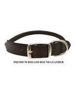 PREMIUM ROLLED LEATHER HeavyDuty Round Adjustable DOG COLLAR*BROWN Silve... - €10,27 EUR+