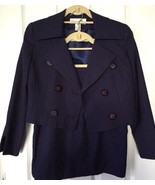 Vintage Christian Dior Wool Suit Blue Stripe Lined Skirt Jacket 6P USA Made - £305.90 GBP